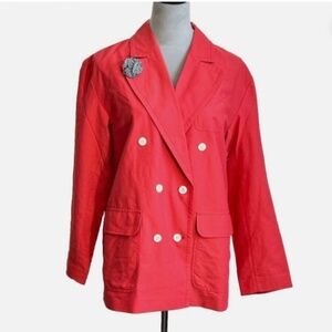 Alex Mill Double-Breasted Coral Red Blazer